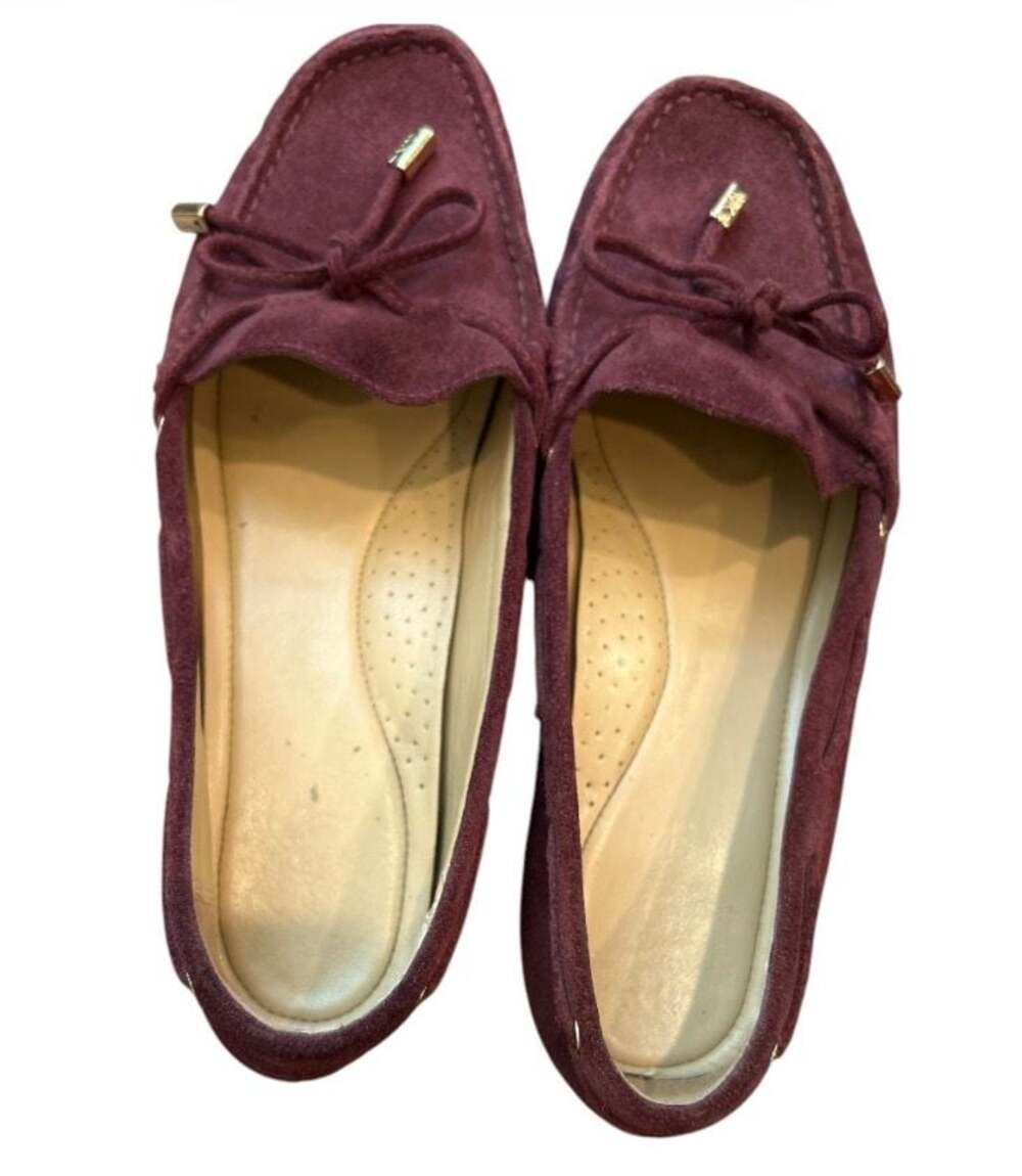 Michael Kors Sutton Moccasin Loafers Suede Oxblood Size 8M - Picture 5 of 7